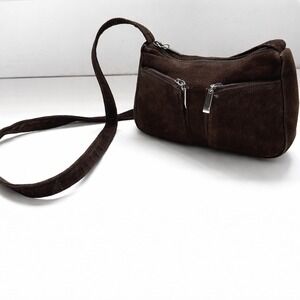 VTG Wilsons Leather Experts Dark Brown Suede Mini Micro Shoulder Bag Crossbody